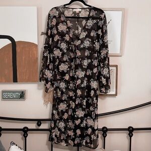 ☽ floral, sheer cardigan